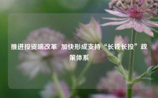 推进投资端改革  加快形成支持“长钱长投”政策体系