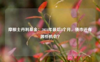 摩根士丹利基金：2024年最后2个月，债市还有哪些机会？