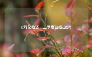 32万亿险资，三季度业绩出炉！