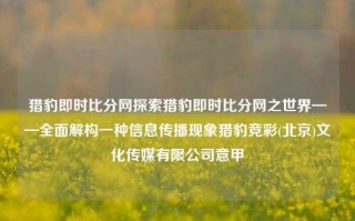 猎豹即时比分网探索猎豹即时比分网之世界——全面解构一种信息传播现象猎豹竞彩(北京)文化传媒有限公司意甲