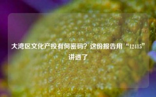 大湾区文化产投有何密码？这份报告用“12415”讲透了