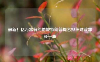 最新！亿万富翁的他被特朗普提名担任财政部长一职