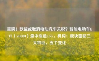 重磅！欧盟或取消电动汽车关税？智能电动车ETF（516380）盘中涨逾2.5%，机构：板块面临三大特征，五个变化