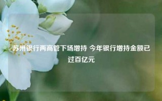 苏州银行两高管下场增持 今年银行增持金额已过百亿元