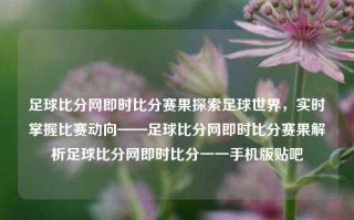 足球比分网即时比分赛果探索足球世界，实时掌握比赛动向——足球比分网即时比分赛果解析足球比分网即时比分一一手机版贴吧