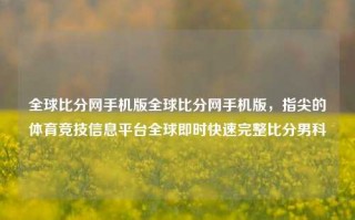 全球比分网手机版全球比分网手机版，指尖的体育竞技信息平台全球即时快速完整比分男科