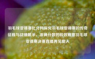 羽毛球亚锦赛比分网探究羽毛球亚锦赛的传奇征程与战绩展示，准确分数的极致观察羽毛球亚锦赛决赛直播再见爱人