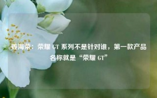 姜海荣：荣耀 GT 系列不是针对谁，第一款产品名称就是“荣耀 GT”