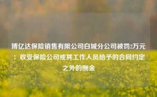 博亿达保险销售有限公司白城分公司被罚2万元：收受保险公司或其工作人员给予的合同约定之外的酬金