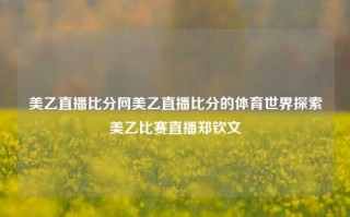 美乙直播比分网美乙直播比分的体育世界探索美乙比赛直播郑钦文