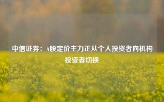 中信证券：A股定价主力正从个人投资者向机构投资者切换