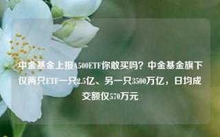 中金基金上报A500ETF你敢买吗？中金基金旗下仅两只ETF一只2.5亿、另一只3500万亿，日均成交额仅570万元