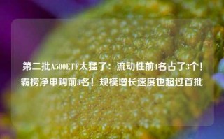 第二批A500ETF太猛了：流动性前4名占了3个！霸榜净申购前3名！规模增长速度也超过首批