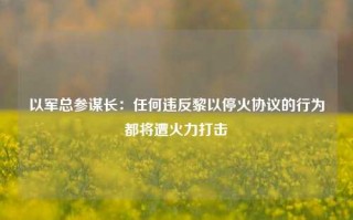 以军总参谋长：任何违反黎以停火协议的行为都将遭火力打击