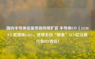 国内半导体设备市场持续扩容 半导体ETF（512480）收盘涨3.46%，连续五日“吸金”13.74亿元居行业ETF首位！