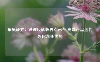 东吴证券：铁锂反转临界点已至 高端产品迭代强化龙头优势