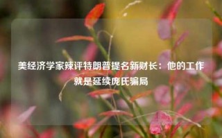 美经济学家辣评特朗普提名新财长：他的工作就是延续庞氏骗局