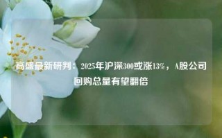 高盛最新研判：2025年沪深300或涨13%，A股公司回购总量有望翻倍