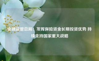 金融监管总局：发挥保险资金长期投资优势 持续支持国家重大战略