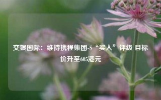 交银国际：维持携程集团-S“买入”评级 目标价升至605港元