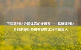 下载即时比分网体育的快捷窗——解析即时比分网的使用心得有即时比分再见爱人