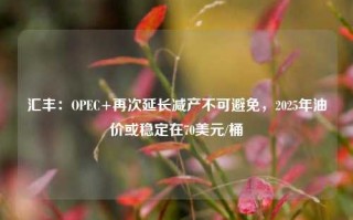 汇丰：OPEC+再次延长减产不可避免，2025年油价或稳定在70美元/桶