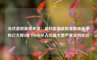 光伏退税新规来袭：晶科能源退税金额最高净利已大降8成 TCL中环占比最大曾严重误判硅价