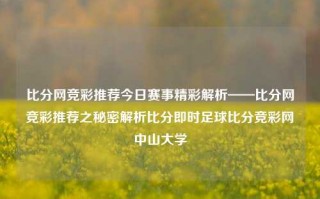 比分网竞彩推荐今日赛事精彩解析——比分网竞彩推荐之秘密解析比分即时足球比分竞彩网中山大学