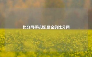 比分网手机版,最全的比分网