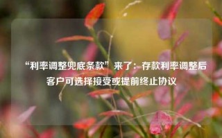 “利率调整兜底条款”来了：存款利率调整后客户可选择接受或提前终止协议