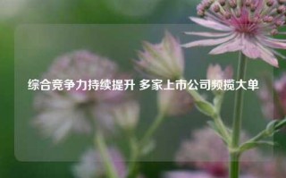 综合竞争力持续提升 多家上市公司频揽大单