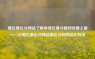 看比赛比分网站了解体育比赛分数的快捷之窗——论看比赛比分网站查比分的网站比特币