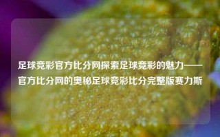 足球竞彩官方比分网探索足球竞彩的魅力——官方比分网的奥秘足球竞彩比分完整版赛力斯