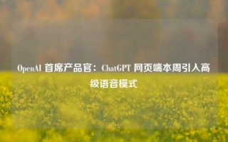 OpenAI 首席产品官：ChatGPT 网页端本周引入高级语音模式