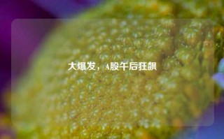 大爆发，A股午后狂飙