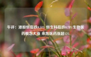 午评：港股恒指跌0.51% 恒生科指跌0.78%生物医药概念大涨 来凯医药涨超15%