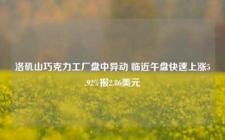 洛矶山巧克力工厂盘中异动 临近午盘快速上涨5.92%报2.86美元