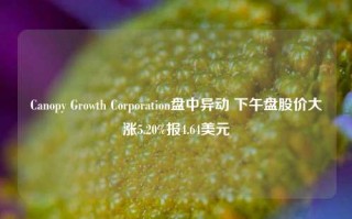 Canopy Growth Corporation盘中异动 下午盘股价大涨5.20%报4.64美元