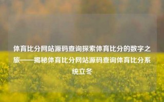 体育比分网站源码查询探索体育比分的数字之旅——揭秘体育比分网站源码查询体育比分系统立冬