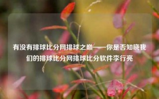 有没有排球比分网排球之巅——你是否知晓我们的排球比分网排球比分软件李行亮