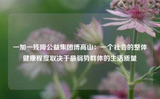 一加一残障公益集团傅高山：一个社会的整体健康程度取决于最弱势群体的生活质量