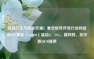 超百亿主力资金狂涌！重仓软件开发行业的信创ETF基金（562030）猛拉3．24%，赢时胜、拓尔思20CM涨停