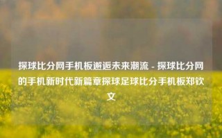 探球比分网手机板邂逅未来潮流 - 探球比分网的手机新时代新篇章探球足球比分手机板郑钦文