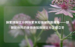 探索球探比分网探索未知领域的新视角——球探比分网的使用体验探球比分足球立冬