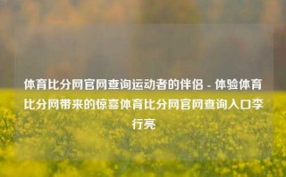 体育比分网官网查询运动者的伴侣 - 体验体育比分网带来的惊喜体育比分网官网查询入口李行亮