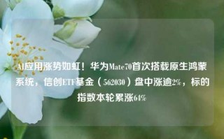 AI应用涨势如虹！华为Mate70首次搭载原生鸿蒙系统，信创ETF基金（562030）盘中涨逾2%，标的指数本轮累涨64%