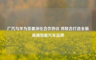 广汽与华为签署深化合作协议 将联合打造全新高端智能汽车品牌