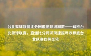 台北篮球联赛比分网追随球场潮流——解析台北篮球联赛，直通比分网发现捷报尽收眼底台北队赛程黄圣依