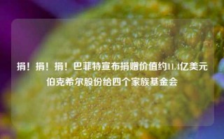 捐！捐！捐！巴菲特宣布捐赠价值约11.4亿美元伯克希尔股份给四个家族基金会