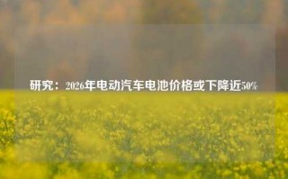 研究：2026年电动汽车电池价格或下降近50%